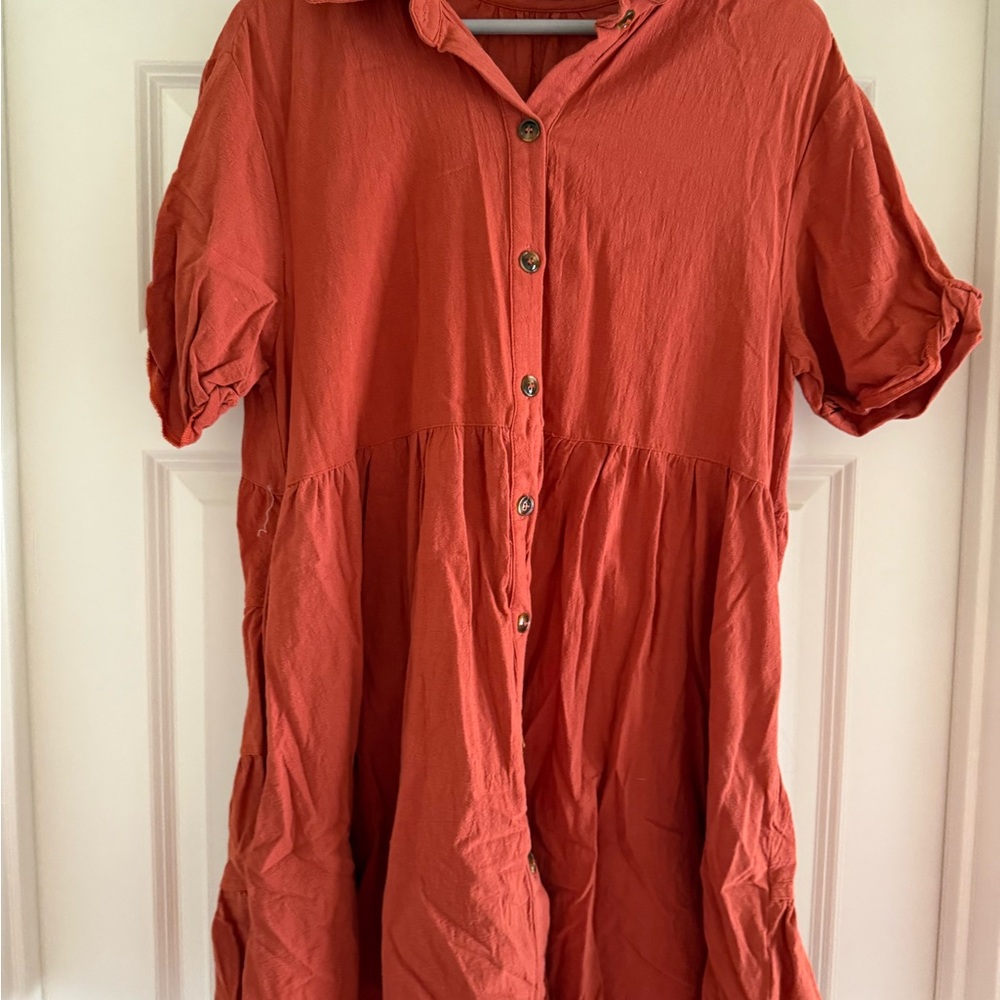 Women's Mini Dress in Rust Orange